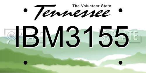 IBM3155 Tennessee License Plate