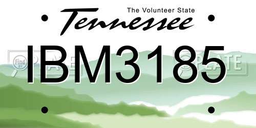 IBM3185 Tennessee License Plate