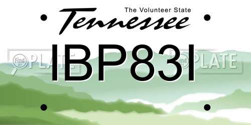 IBP83I Tennessee License Plate