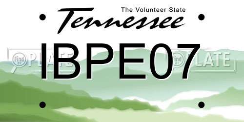 IBPE07 Tennessee License Plate