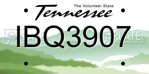 IBQ3907 Tennessee License Plate