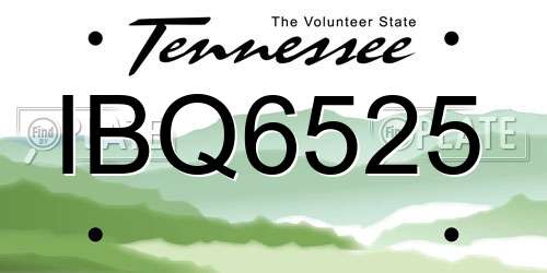 IBQ6525 Tennessee License Plate