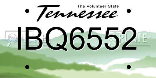 IBQ6552 Tennessee License Plate