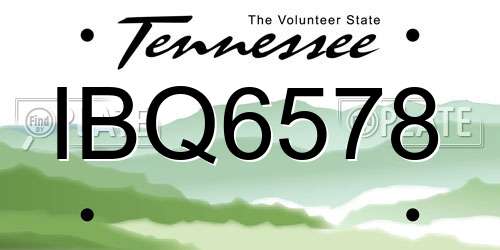 IBQ6578 Tennessee License Plate