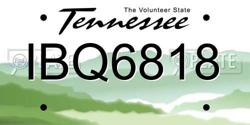 IBQ6818 Tennessee License Plate
