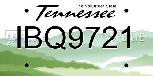 IBQ9721 Tennessee License Plate