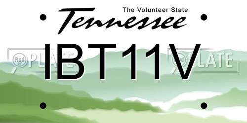 IBT11V Tennessee License Plate