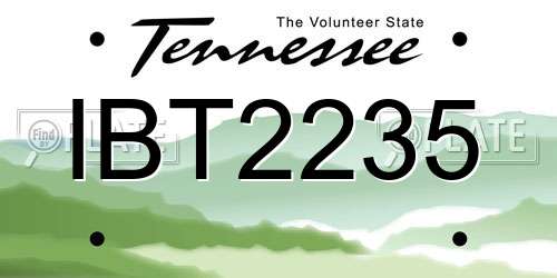 IBT2235 Tennessee License Plate
