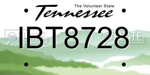 IBT8728 Tennessee License Plate