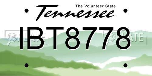 IBT8778 Tennessee License Plate
