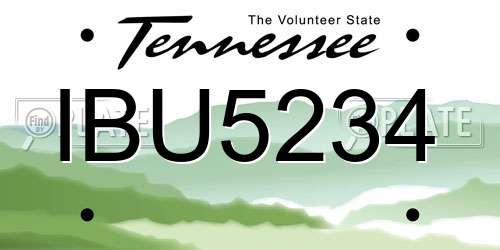 IBU5234 Tennessee License Plate