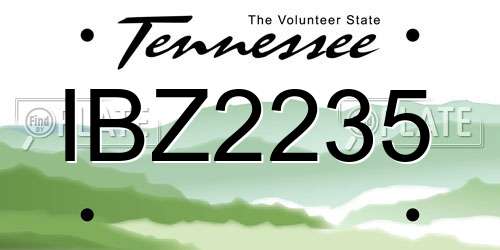 IBZ2235 Tennessee License Plate