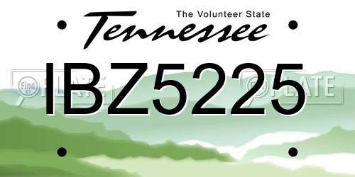 IBZ5225 Tennessee License Plate