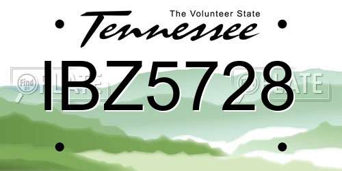 IBZ5728 Tennessee License Plate
