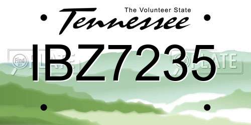IBZ7235 Tennessee License Plate