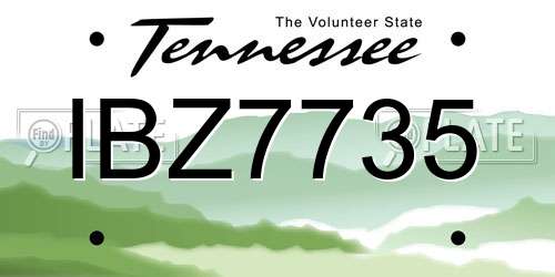 IBZ7735 Tennessee License Plate