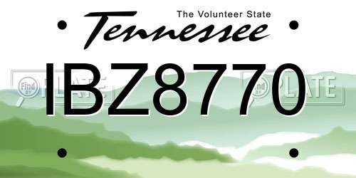 IBZ8770 Tennessee License Plate