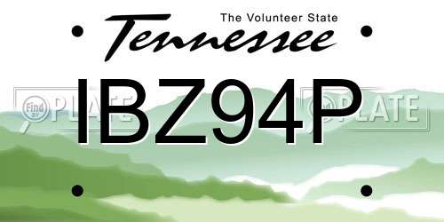 IBZ94P Tennessee License Plate