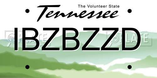 IBZBZZD Tennessee License Plate