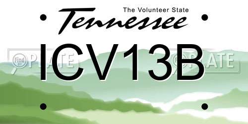 ICV13B Tennessee License Plate
