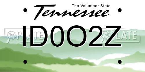 ID0O2Z Tennessee License Plate