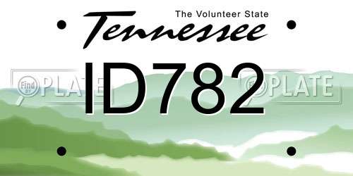 ID782 Tennessee License Plate