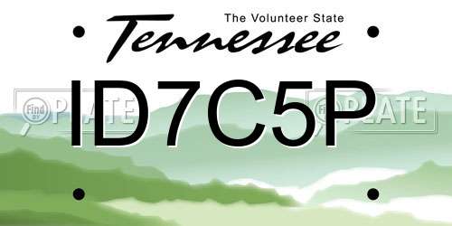 ID7C5P Tennessee License Plate