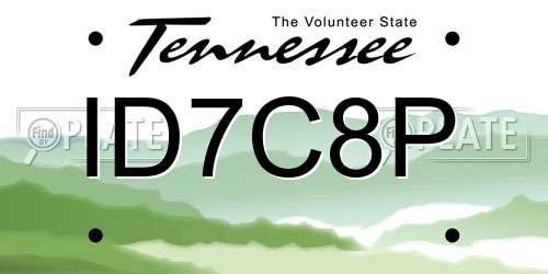 ID7C8P Tennessee License Plate