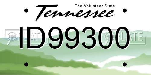 ID99300 Tennessee License Plate