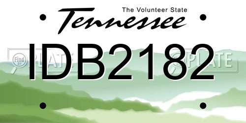 IDB2182 Tennessee License Plate