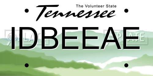 IDBEEAE Tennessee License Plate