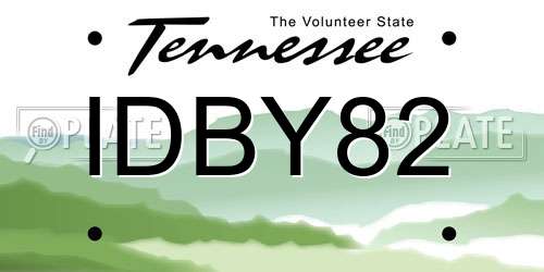IDBY82 Tennessee License Plate