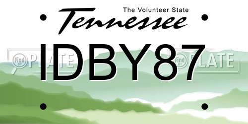 IDBY87 Tennessee License Plate