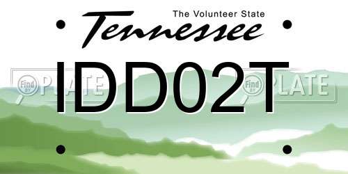IDD02T Tennessee License Plate