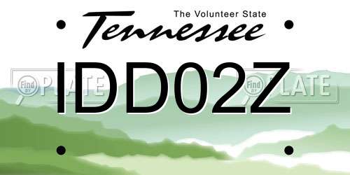 IDD02Z Tennessee License Plate