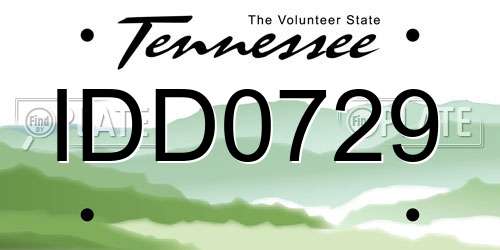 IDD0729 Tennessee License Plate