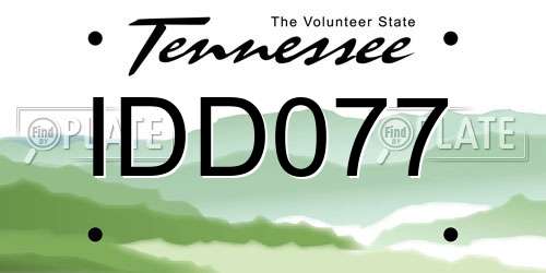 IDD077 Tennessee License Plate