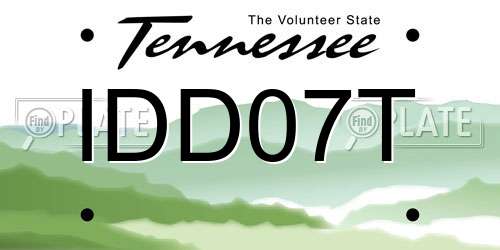IDD07T Tennessee License Plate