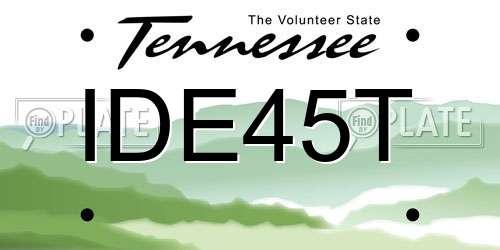 IDE45T Tennessee License Plate