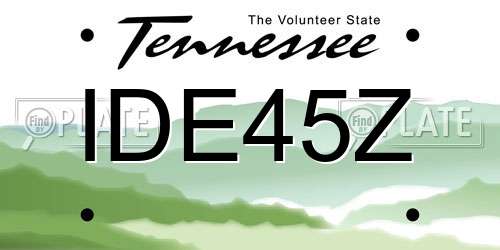 IDE45Z Tennessee License Plate