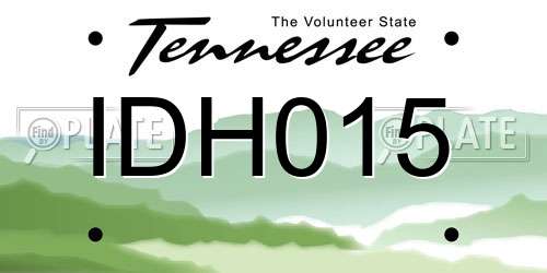 IDH015 Tennessee License Plate
