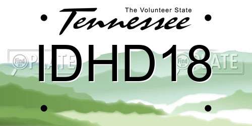 IDHD18 Tennessee License Plate