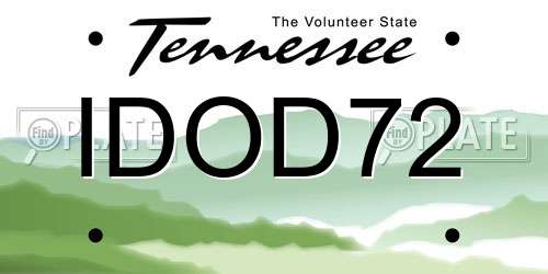 IDOD72 Tennessee License Plate