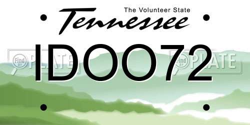 IDOO72 Tennessee License Plate