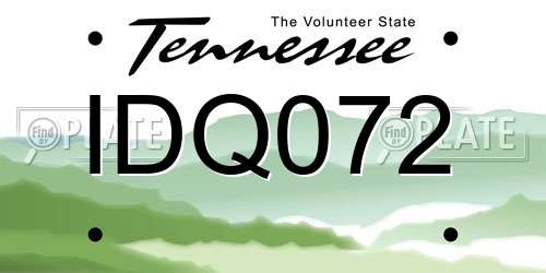 IDQ072 Tennessee License Plate