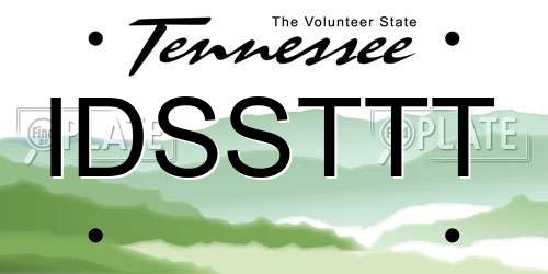 IDSSTTT Tennessee License Plate