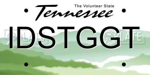 IDSTGGT Tennessee License Plate