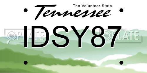 IDSY87 Tennessee License Plate