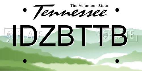 IDZBTTB Tennessee License Plate