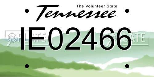 IE02466 Tennessee License Plate